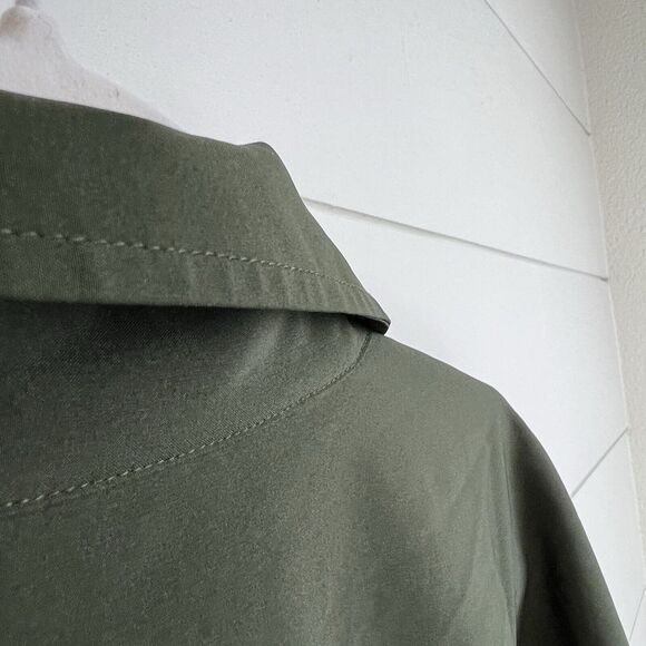 ATHLETA Cropped Stretch Tech Top‎ Long Sleeve Button Up Women 1X Olive - Picture 14 of 16